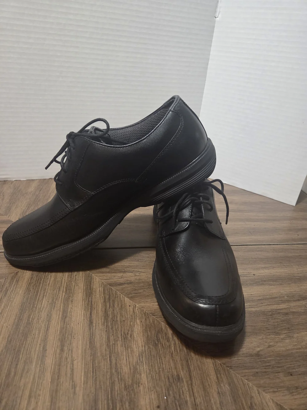 Men's Nunn Bush Kore Pro Plain Toe Leather Oxford Dress Shoes, Black, Size 11